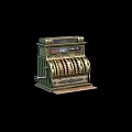Antique Vintage Cash Register With Brass Dials And Retro Mechanical Design