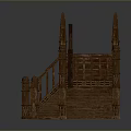 Wooden Building Components Featuring Staircases Railings And Platform Models 3d model