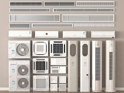 Various Air Conditioners and Fans with Wall Mounted Floor Standing and Window Type Designs 3d model
