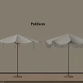 Poliform Gray Outdoor Umbrellas Two With Tassel Trim And Bronze Frames For Garden Patio