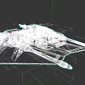 Sci Fi Spaceship Model With Gray Red Exterior Cockpit And Twin Cannons