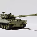 Military Green Battle Tank With Long Barrel Tracks And Turret Design