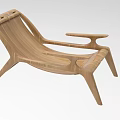 Modern Wooden Lounge Chair With Sleek Curved Design And Ergonomic Armrests