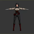 Game Movie Character Design With Steampunk Leather Outfit Red Boots And Metal Armor