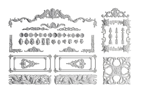 European Carved Construction Combination Model 3d model