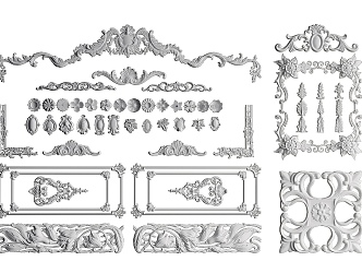 European Carved Construction Combination Model 3d model