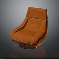 Stylish Modern Orange Chair With Curved Design And Transparent Swivel Base