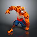 Tiger Like Muscular Game And Movie Character With Orange Fur Blue Pants And Sharp Claws