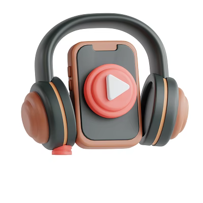 Stylish Headphones and Speaker Design with Black Brown Red Smartphone Play Button 3d model