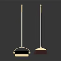 Modern Household Cleaning Tools White Dustpan With Orange Interior And Purple Broom