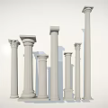Classical Roman Columns with Various Design Styles and Architectural Details 3d model