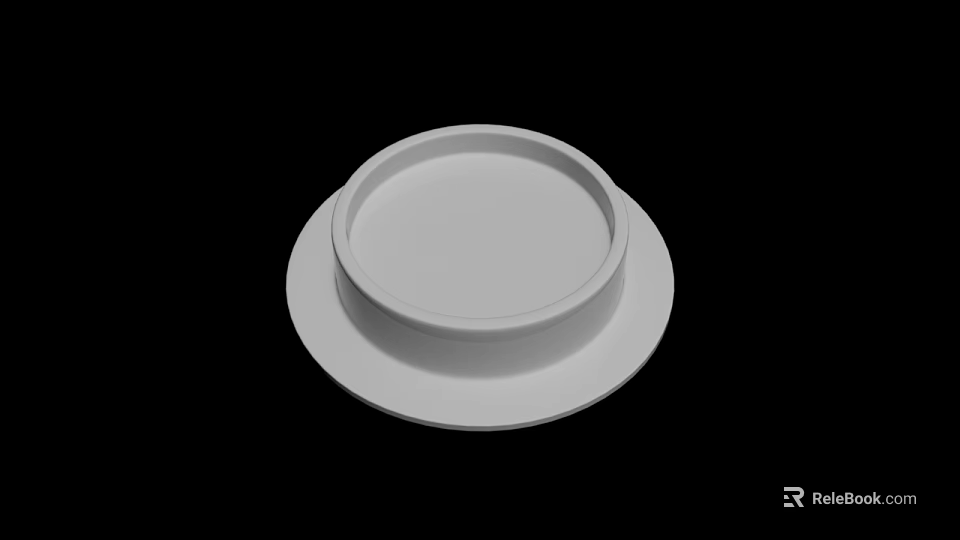 Two White Stacked Round Ceramic Plates With Smooth Surface And Simple Design 3d model 