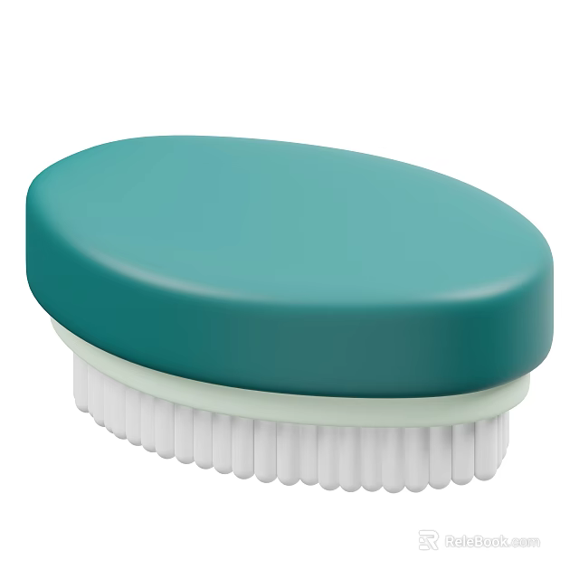 Turquoise Oval Household Cleaning Brush With White Bristles And Simple Design 3d model 