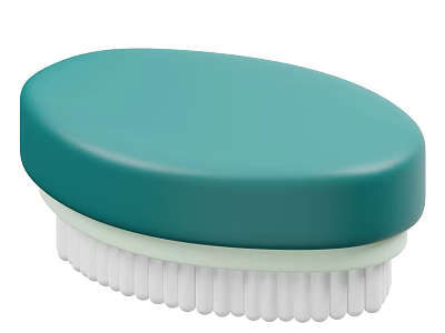 Turquoise Oval Household Cleaning Brush With White Bristles And Simple Design 3d model