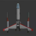 Sci Fi Aircraft Model With Silver Body Red Wing Tips And Multiple Engines