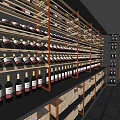 Elegant Wine Cellar with Wooden Racks Neatly Arranged Wine Bottles and Stone Floor