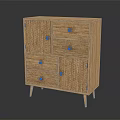 Wooden Console Side Cabinet With Drawers Carved Patterns And Slim Support Legs