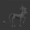 White Unicorn 3D Model With Horn Mane And Tail In Standing Pose 3d model