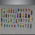 Collection of Colorful Assorted Beverage Bottles With Various Shapes And Reflections