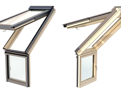 Modern Tilt Roof Windows Design With Black And Gold Color Options 3d model