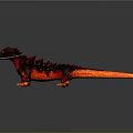 Fiery Red And Orange Dragon Like Creature With Spiked Back And Glowing Limbs