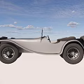Vintage Silver Convertible Car With Classic Body Design And Open Top