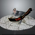 T Rex Dinosaur With Open Mouth On Cracked Base Featuring 10K Subscribers Special Banner