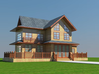 Modern wooden house 3d model