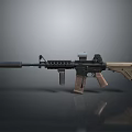Modern Tactical Assault Rifle With Black Tan Finish Scope And Magazine