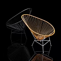 Modern Leisure Chair With Wire Frame Design In Black And Gold Colors