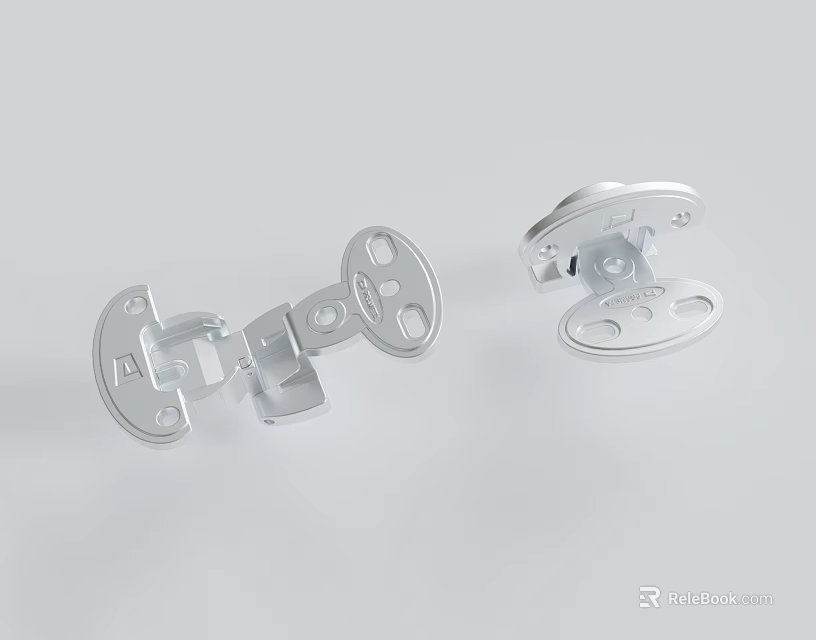 Durable Silver Metal Hinges For Furniture Hardware And Construction Components 3d model 