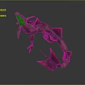 Game Movie Mythical Creature Character with Green Body Red Fins and Long Tail Design