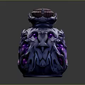 Ornate Decorative Vase With Purple Glowing Core Blue Intricate Patterns And Crown Top