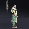 Man In Ancient Warrior Armor With Elaborate Decorative Patterns And Ornate Shield