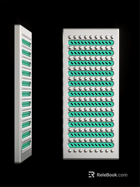Road Drainage Grates With Green Silver Stripes And Circular Holes 3d model 