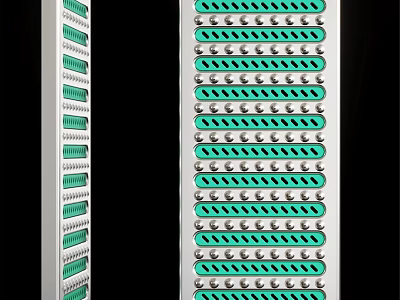 Road Drainage Grates With Green Silver Stripes And Circular Holes 3d model