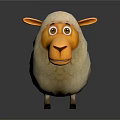 Cute Cartoon Sheep 3D Model With White Wool And Orange Nose