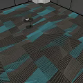 Square Carpet With Brown And Teal Abstract Geometric Lines Design For Room Floor