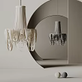 Modern Striped Chandeliers In White And Black Hanging In Minimalist Interior