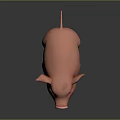 Cute Pink Pig 3D Model With Big Ears And Pink Snout On Dark Background