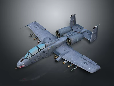 Aerospace Military Jet With Twin Engines Weapon Mounts And Shark Mouth Design 3d model