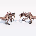 Game Movie Character Two Fierce Dragon Like Creatures Confronting With Spiked Backs And Long Tongues