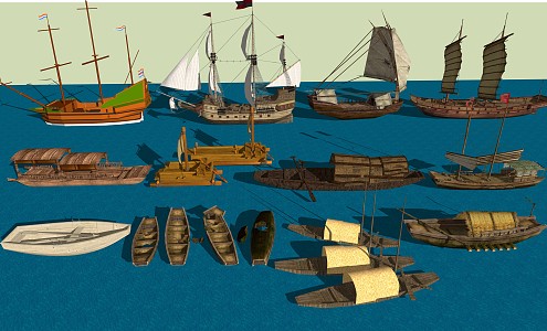 New Chinese-style Boat Raft 3d model