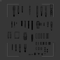 Sci-Fi Character Equipment With Various Mechanical Parts Cylindrical And Block Structures 3d model