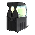 Cafe Dual Tank Slush Machine With Green And Yellow Slush Transparent Containers And White Cups