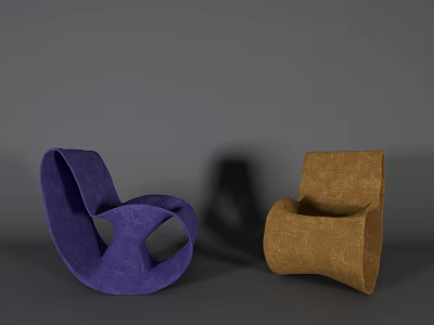 Modern Purple and Brown Accent Chairs With Unique Curved Upholstered Design 3d model