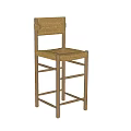 Natural Woven Bar Stools With Wooden Frame And Rattan Seat Backrest