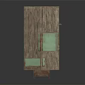 Rustic Log Cabin With Sloped Roof Wooden Door Small Window And Wooden Steps