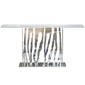 Modern Console Table With Glass Top And Metallic Base Design 3d model