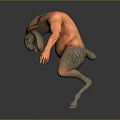 Bull Headed Mythical Creature Game Character With Muscular Body Bent Posture And Horns